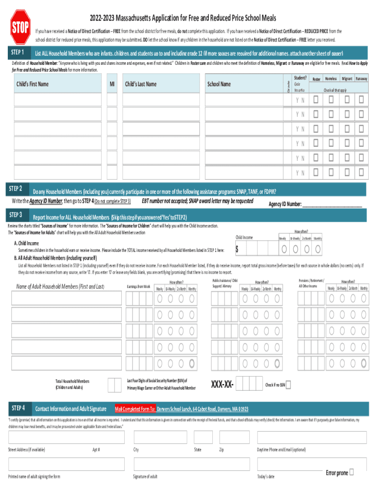 Fillable Online 2022 23 Free And Reduced Lunch Application Fax Email