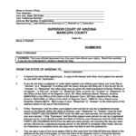 Fillable Online Clerkofcourt Maricopa Maricopa County Summons Form Fax