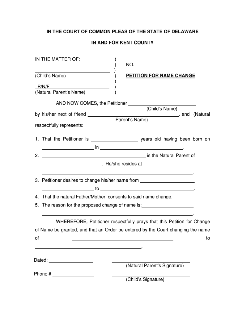 Fillable Online COURT OF COMMON PLEAS For The State Of Delaware Fax 