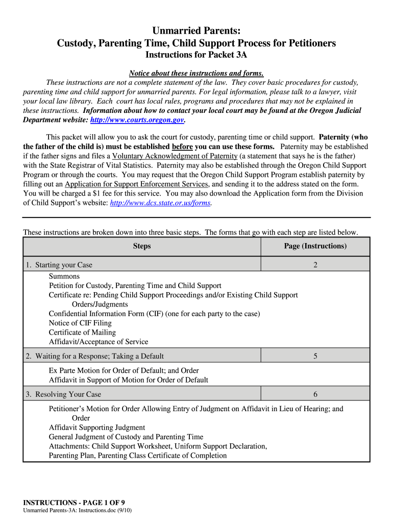 Fillable Online Courts Oregon Modification Of Custody And Parenting 