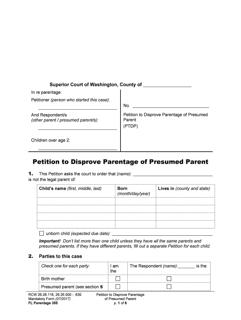 Fillable Online Courts Wa Superior Court Of Washington Form Fill Out 