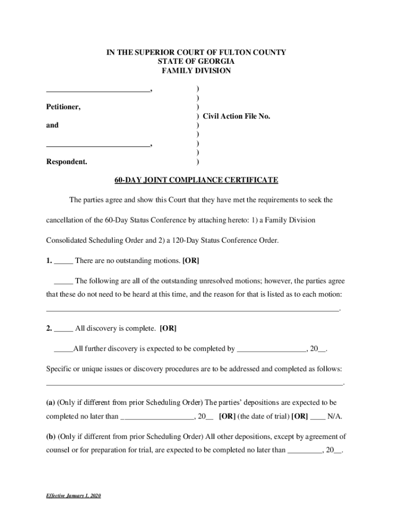 Fillable Online IN THE SUPERIOR COURT OF FULTON COUNTY FAMILY DIVISION 