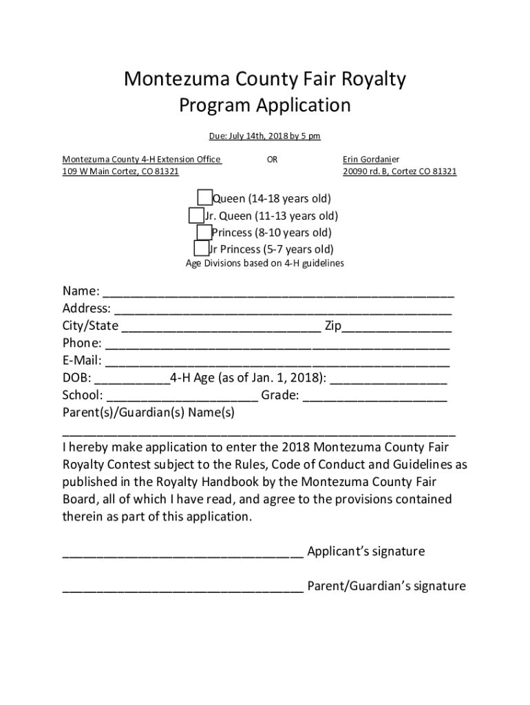 Fillable Online Montezuma County Fair Royalty Interest Form Fax Email 