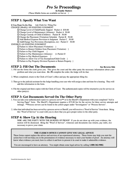 Fillable Pro Se Proceedings Printable Pdf Download