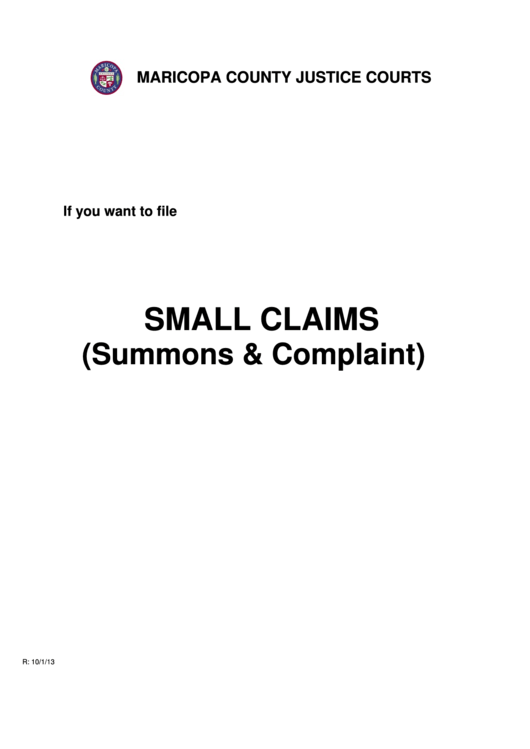 Fillable Small Claims Summons Complaint Forms Maricopa County