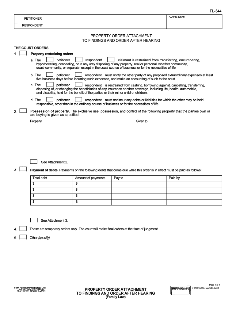 Findings And Order After Hearing Contra Costa Superior Court Form 