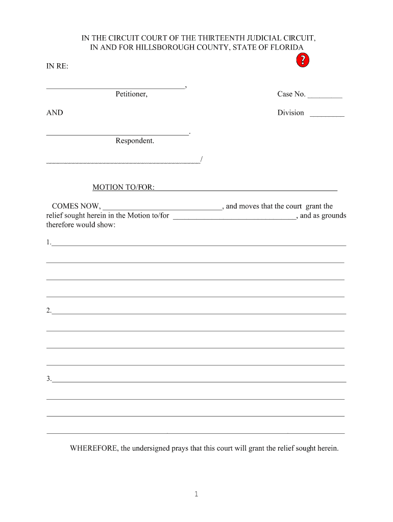 Florida Court Motion Forms Fill Out And Sign Printable PDF Template 