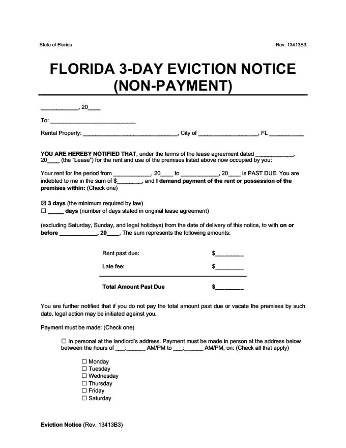 Florida Eviction Notice 2023 