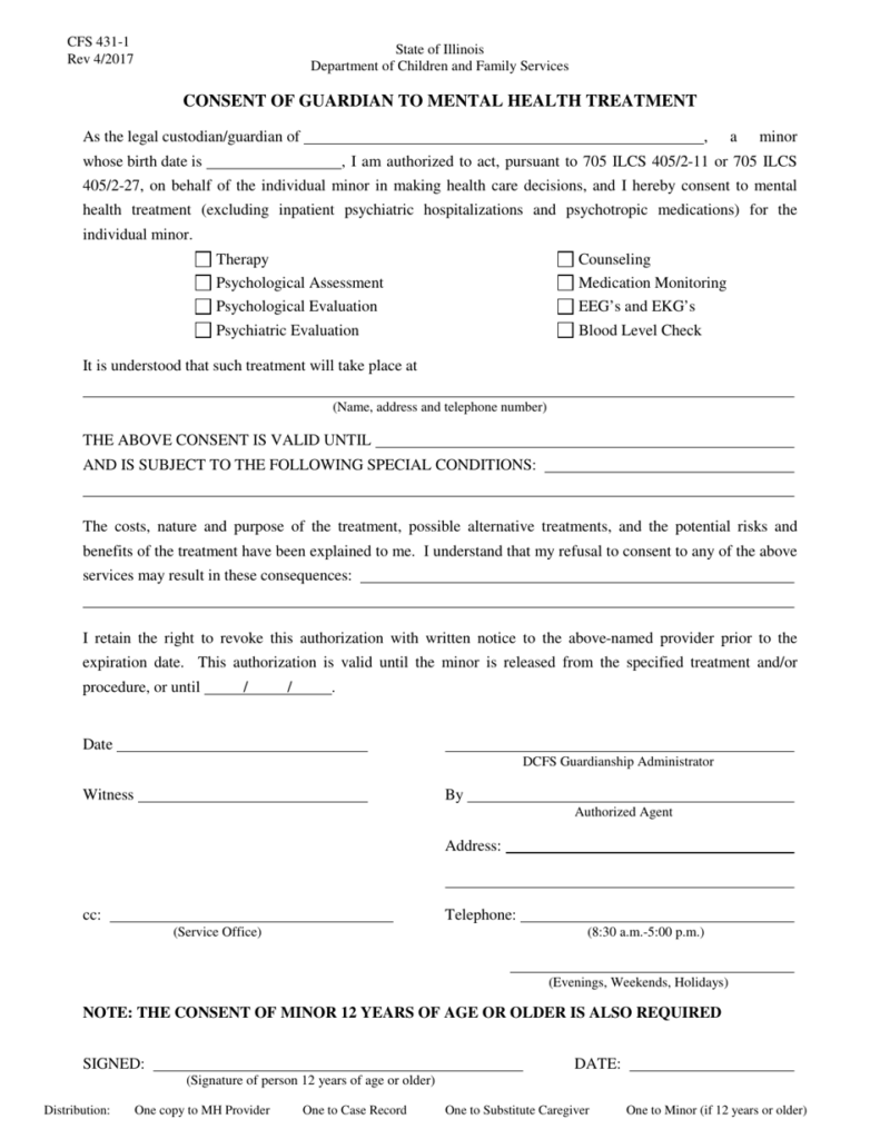 Form CFS431 1 Download Fillable PDF Or Fill Online Consent Of Guardian 