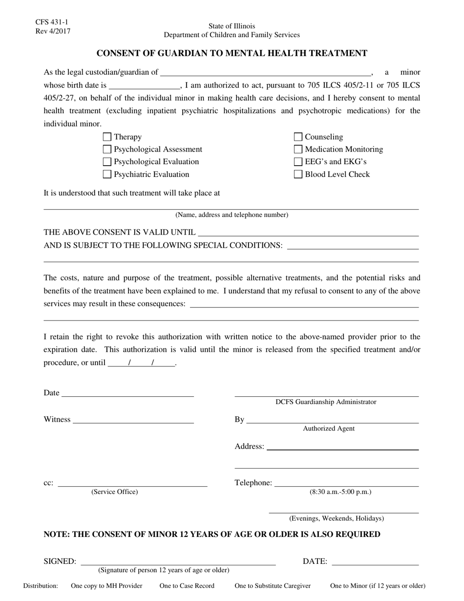 Form CFS431 1 Download Fillable PDF Or Fill Online Consent Of Guardian 