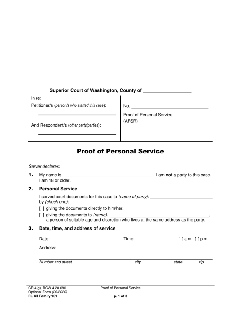 Form FL All Family101 Download Printable PDF Or Fill Online Proof Of 