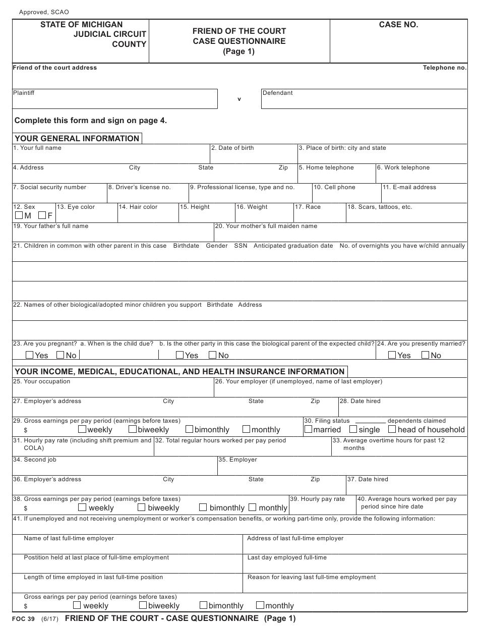 Form FOC39 Download Fillable PDF Or Fill Online Friend Of The Court 