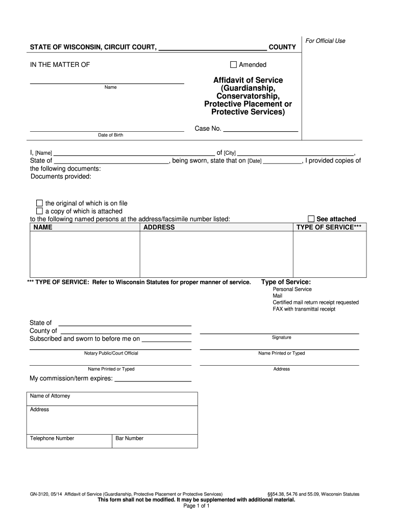 Form GN 3120 Wisconsin Court System Wicourts Fill Out Sign