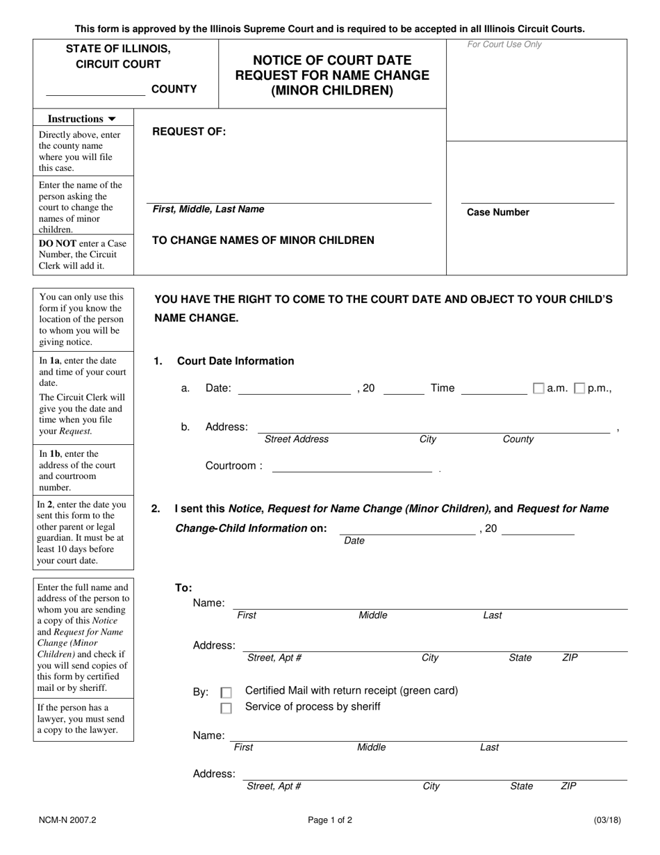 Form NCM N2007 2 Download Fillable PDF Or Fill Online Notice Of Court