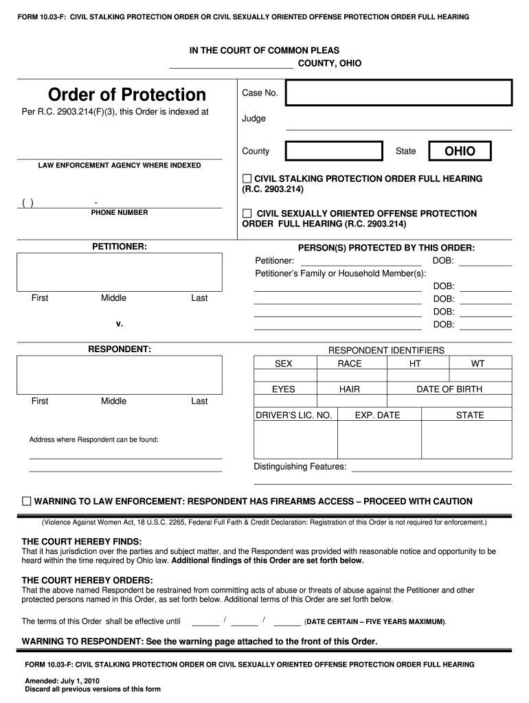 Form Order Ohio Fill Online Printable Fillable Blank PdfFiller