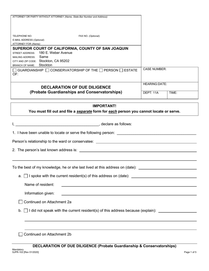 Form SJPR 102 Download Fillable PDF Or Fill Online Declaration Of Due 