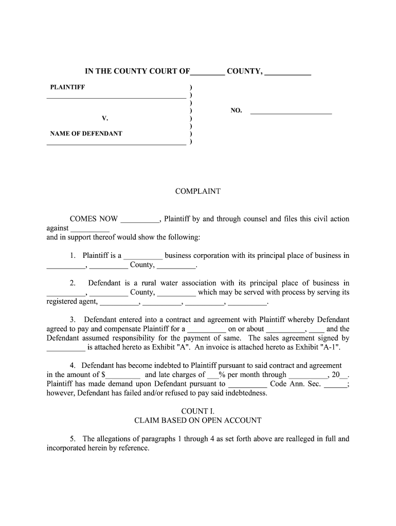 Forms And Instructions For Filing A Civil Action In County Court Fill