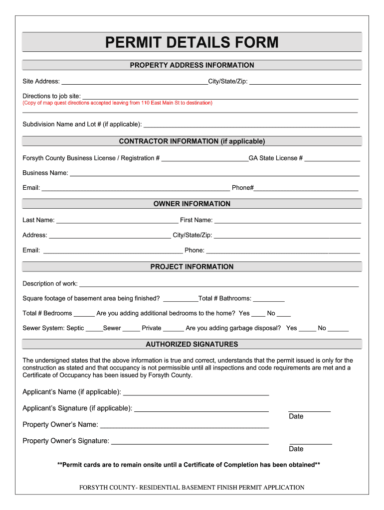 Forsyth Permit Portal Fill Out And Sign Printable PDF Template SignNow