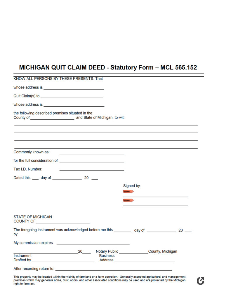 Free Printable Warranty Deed Michigan Printable Form Templates And 