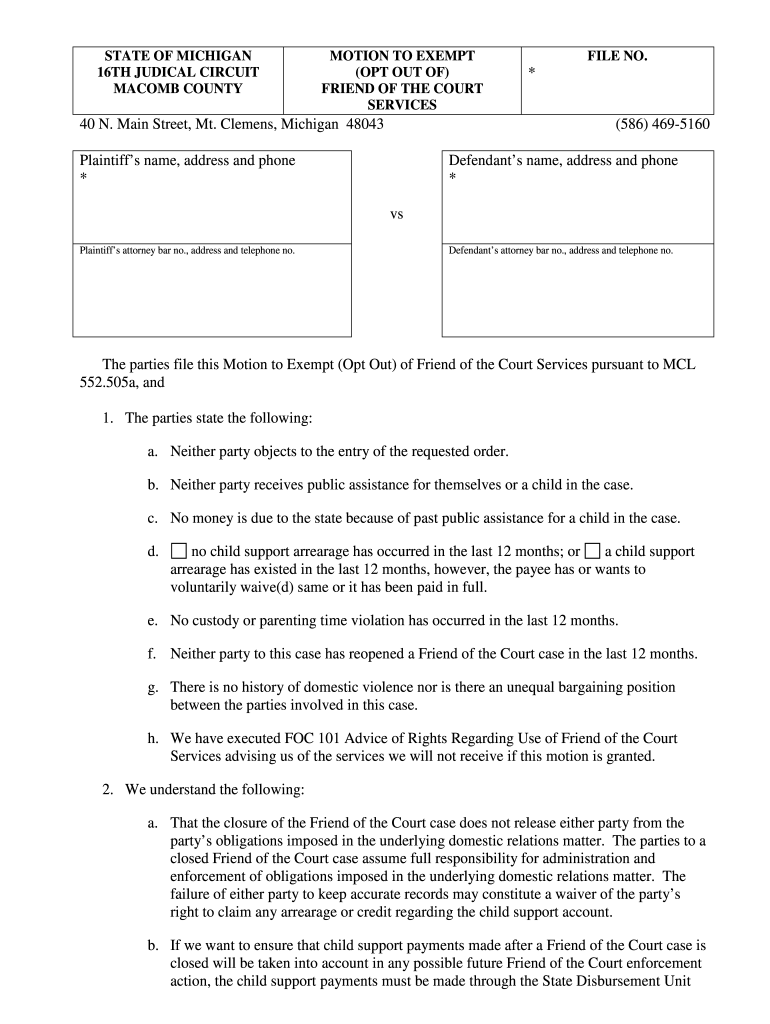 Friend Of The Court Macomb County Fill Out And Sign Printable PDF 