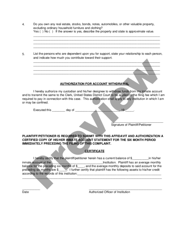 Fulton Georgia Authorized Withdrawal Form Certified Affidavit Of 