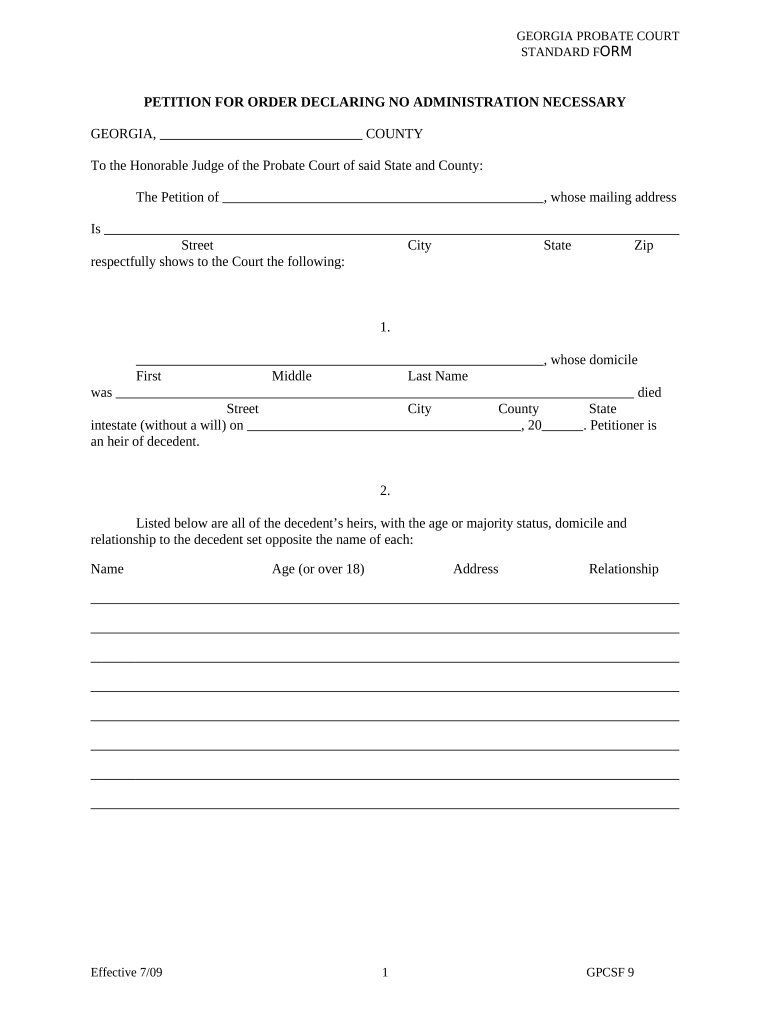 Ga Probate Doc Template PdfFiller