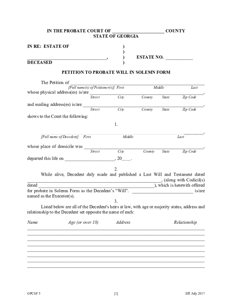 Ga Will Form Fill Out Sign Online DocHub