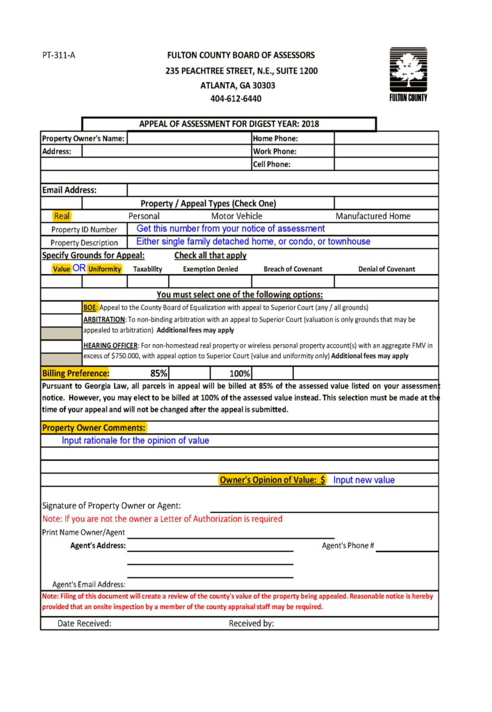 Georgia Property Tax Appeal Form