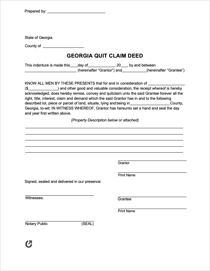 Georgia Quit Claim Deed Form Quites Georgia The Deed