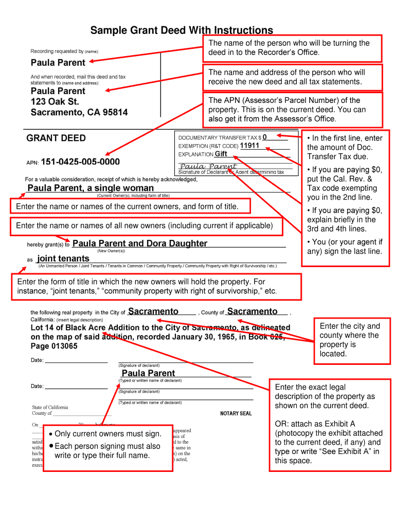 Grant Deed Form Sacramento County Fill Out Sign Online DocHub