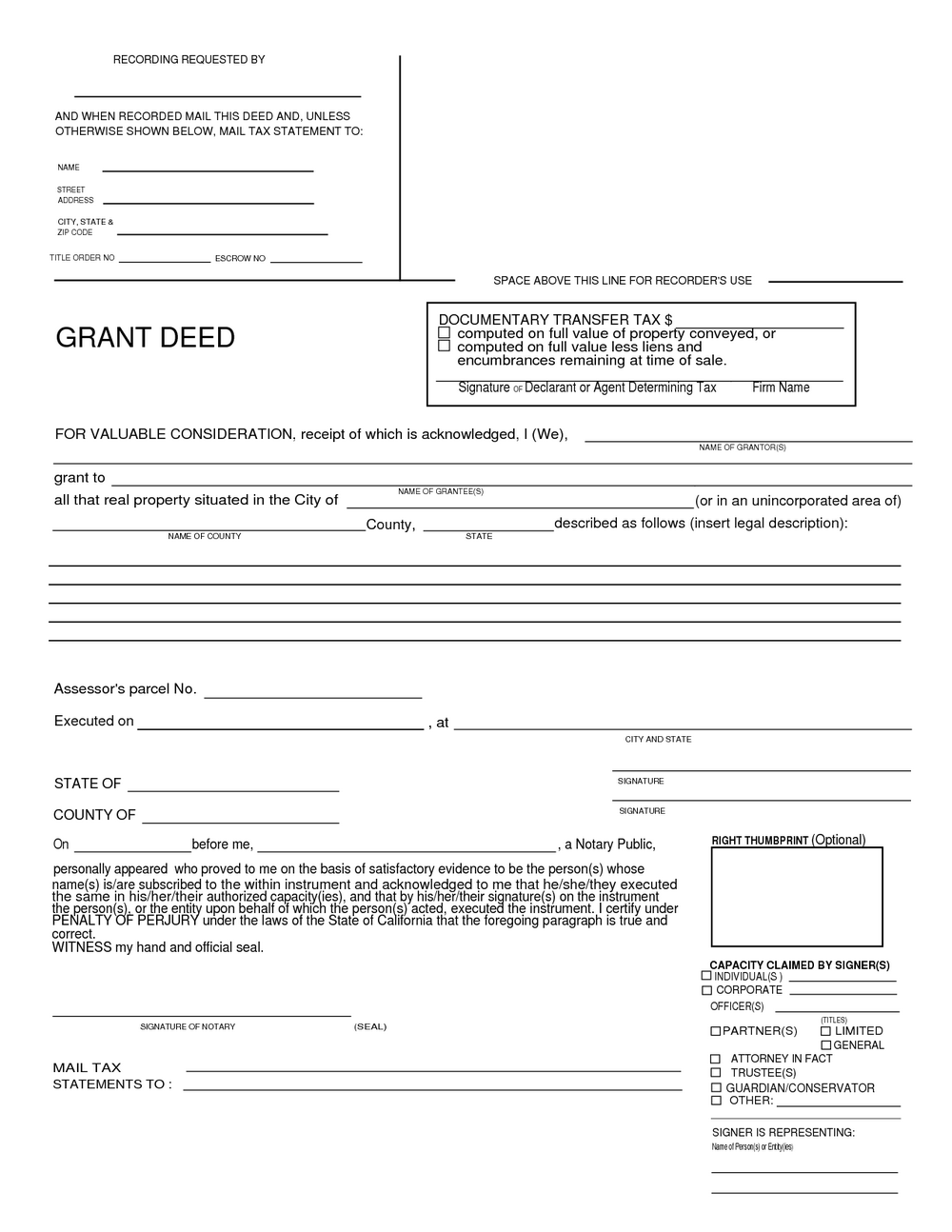 Grant Deed Form Santa Clara County Universal Network
