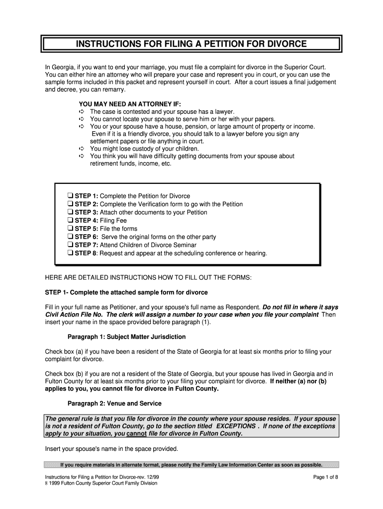 Gwinnett County Divorce Forms Fill Online Printable Fillable Blank 