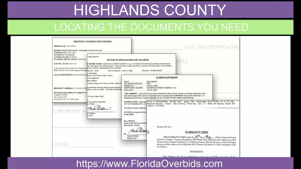 Highlands County FL Locate The Documents Tax Deed Auctions And Excess 