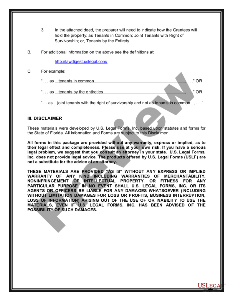 Hillsborough Florida Quitclaim Deed From Husband Wife And An 