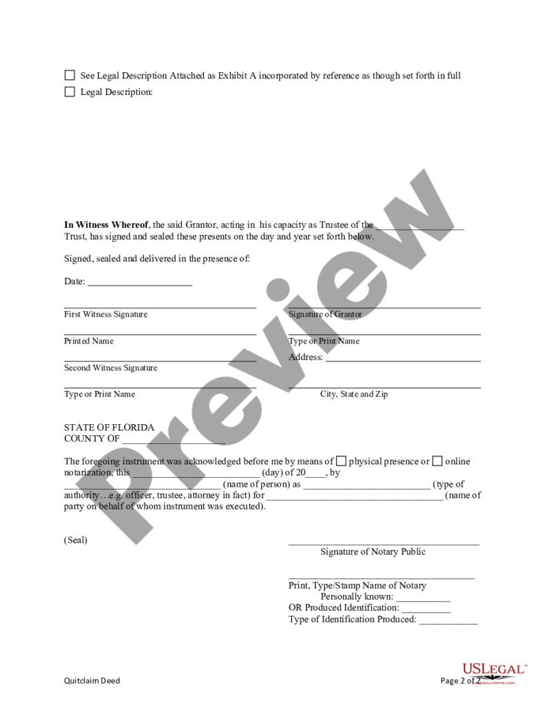 Hillsborough Florida Quitclaim Deed Quitclaim Deed Form US Legal Forms