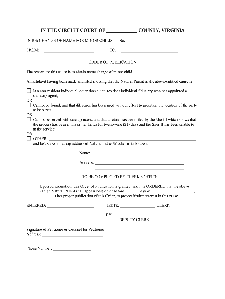 In The CIRCUIT COURT Of COUNTY VIRGINIA Form Fill Out And Sign