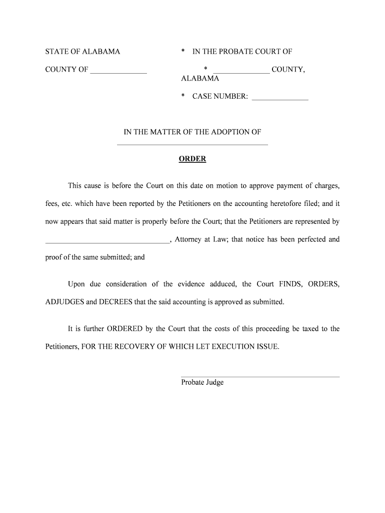 In The PROBATE COURT Of MADISON COUNTY ALABAMA Form Fill Out And