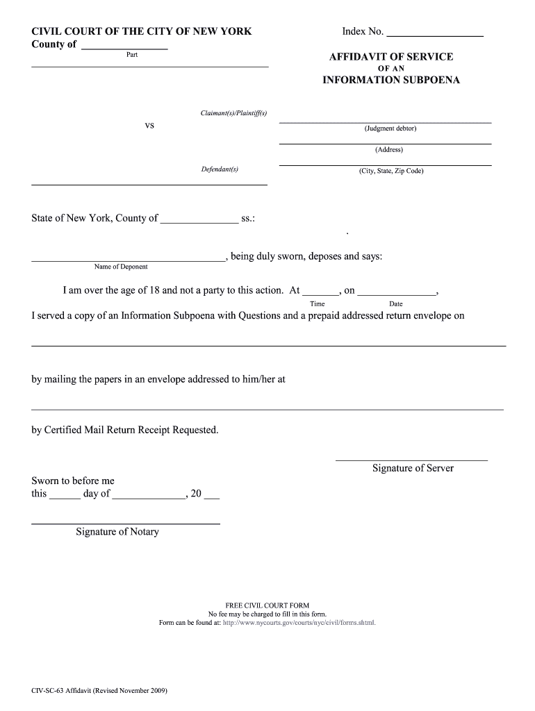 Information Subpoena Ny Fill Online Printable Fillable Blank 