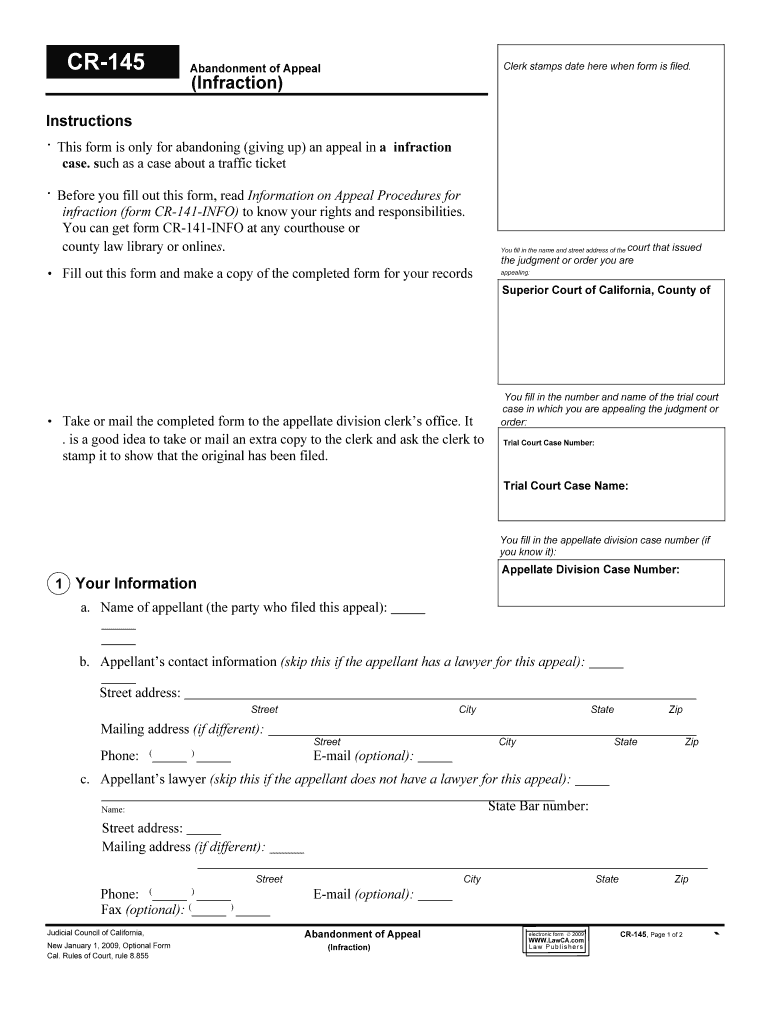 Infraction Appeal Booklet Orange County Superior Court Form Fill Out 