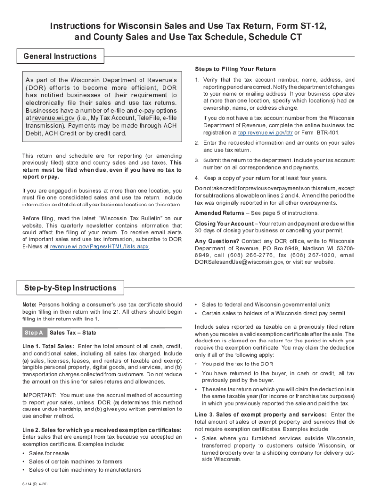 Instructions For Wisconsin Sales And Use Tax Return Form Fill Out