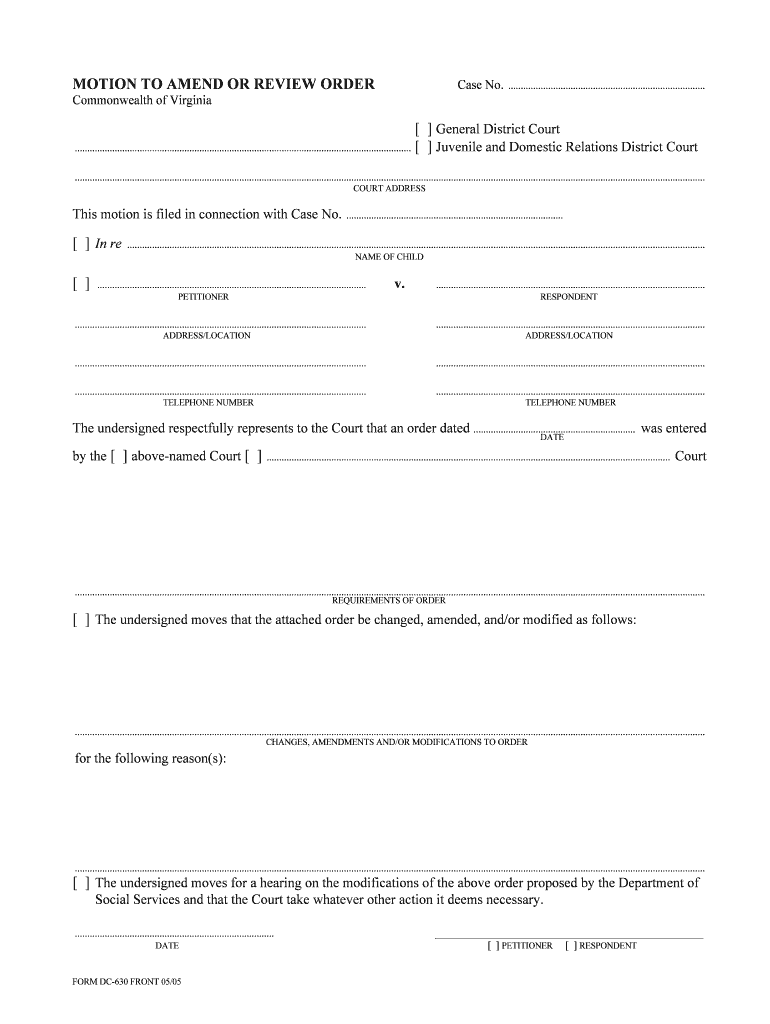 Juvenile Domestic Relations District Court Manual Chapter 6 Form 