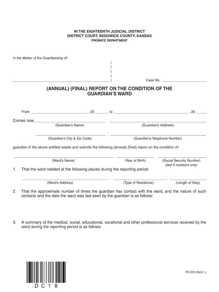 Kansas Condition Of The Ward Form Fill Out And Sign Printable PDF