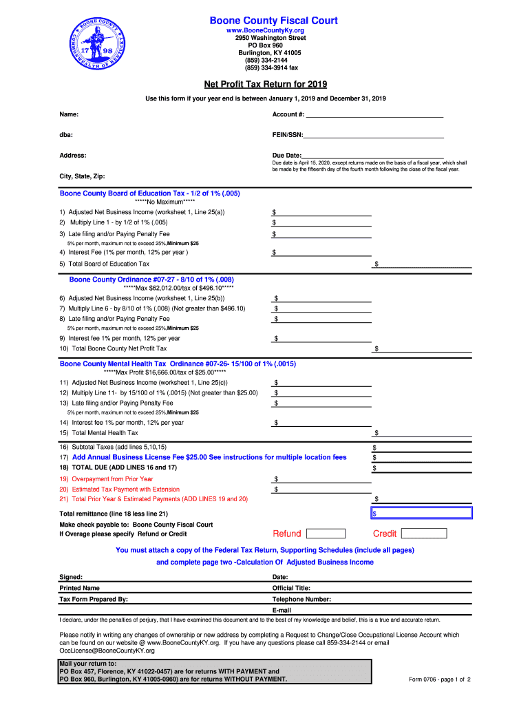 KY 0706 Boone County 2019 Fill Out Tax Template Online US Legal Forms