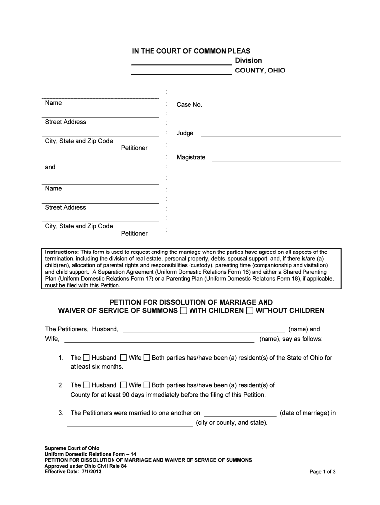 Lake County Ohio Common Pleas Court General Division Site Form Fill 