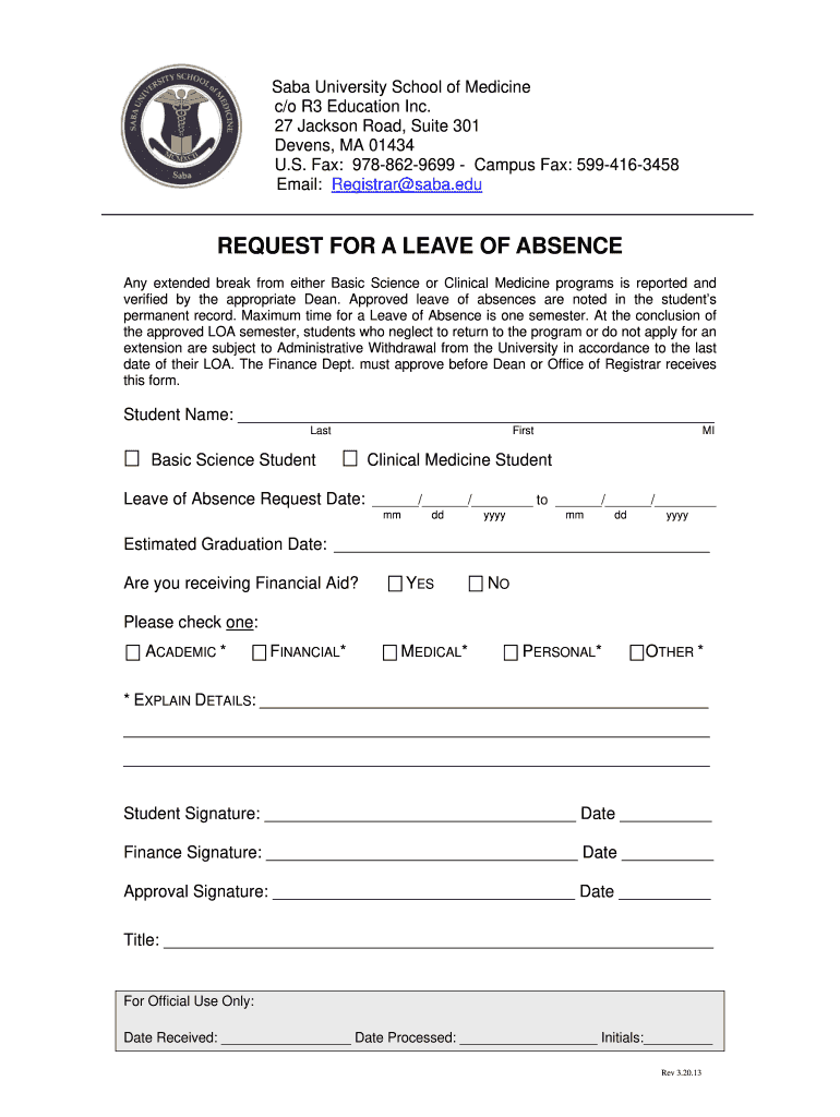 Leave Of Absence Form Fill Out Sign Online DocHub