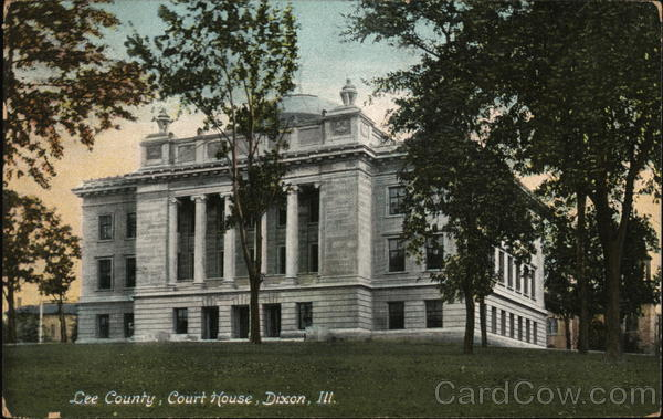 Lee County Court House Dixon IL Postcard