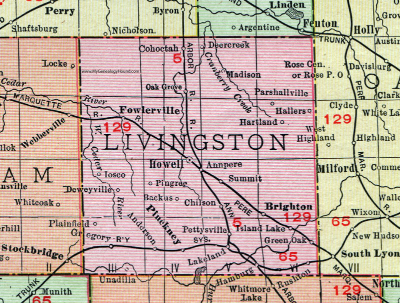 Livingston County Michigan Map Cities And Towns Map