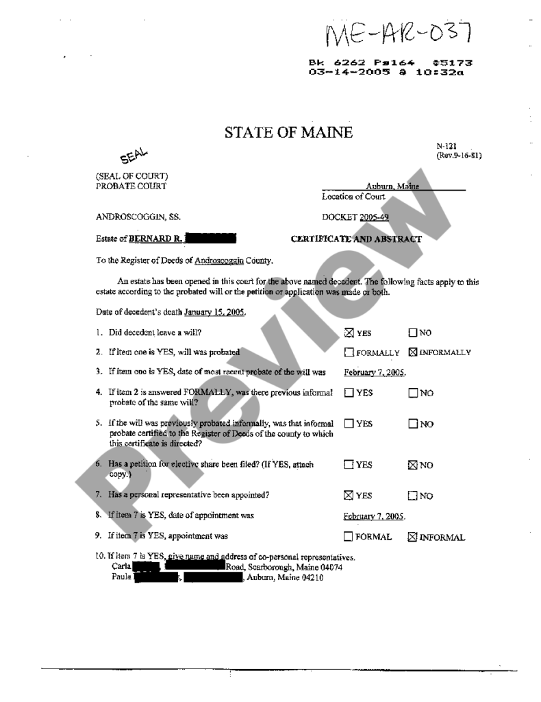 Maine Probate Forms With A Will US Legal Forms