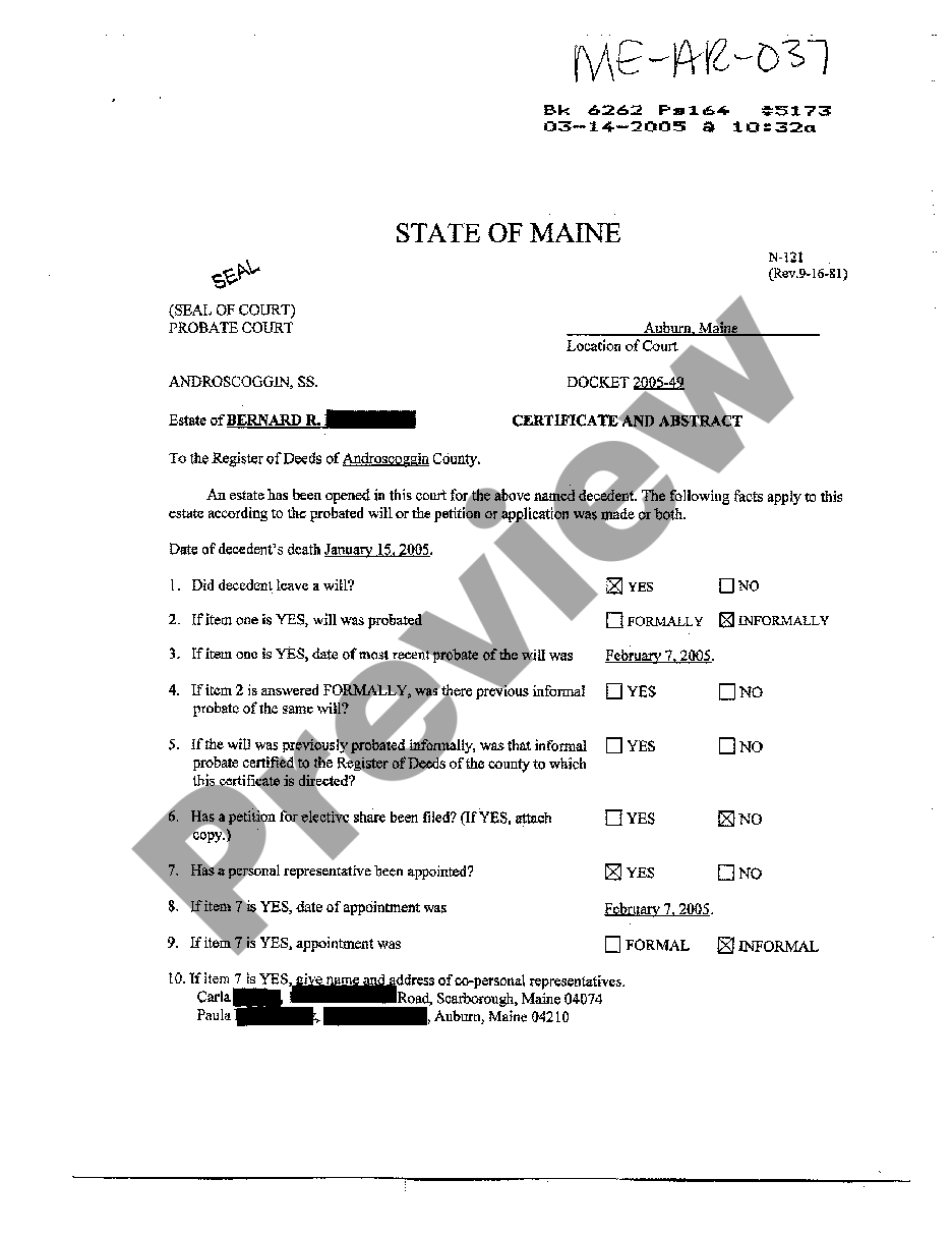 Maine Probate Forms With A Will US Legal Forms