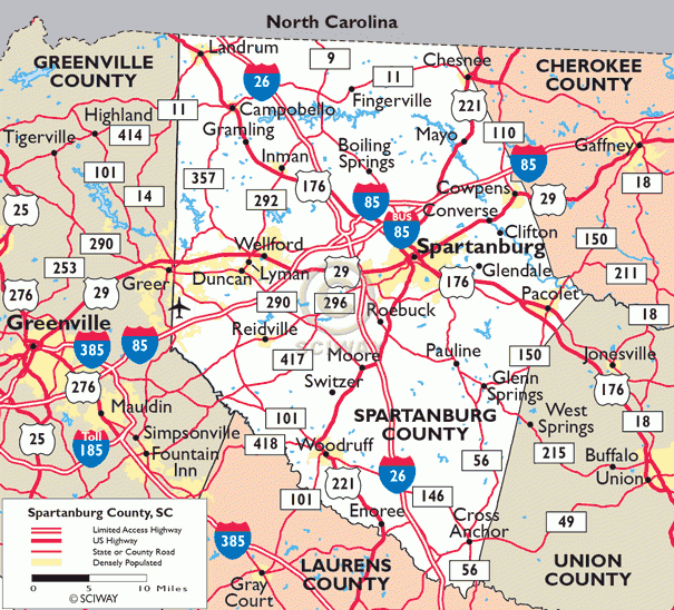 Maps Of Spartanburg County South Carolina